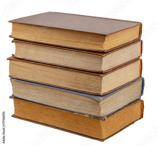 Stack of hardcovered old books - isolated