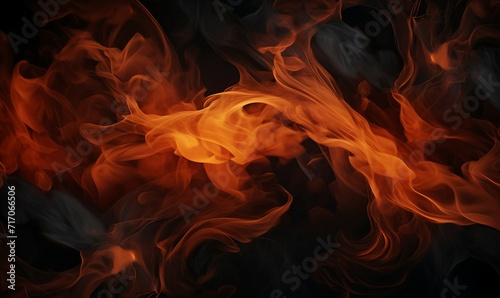 Fire flames on a black background. Design element. Abstract texture.