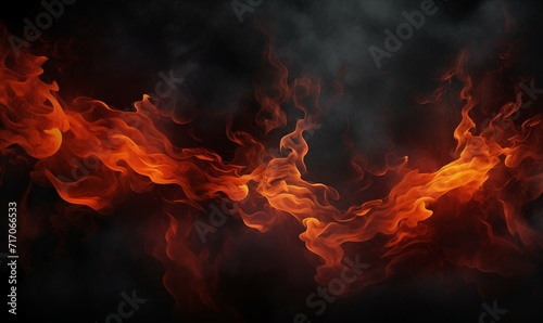 Fire flames on black background. Design element. 3D illustration.