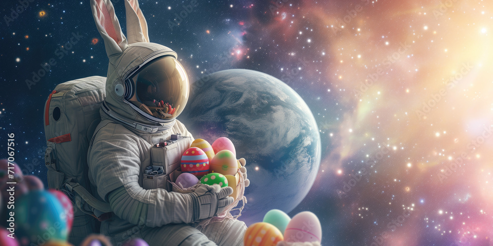 Naklejka premium easter bunny astronaut
