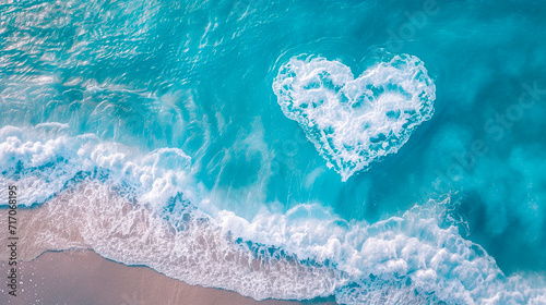 Heart on the sea water. Selective focus.