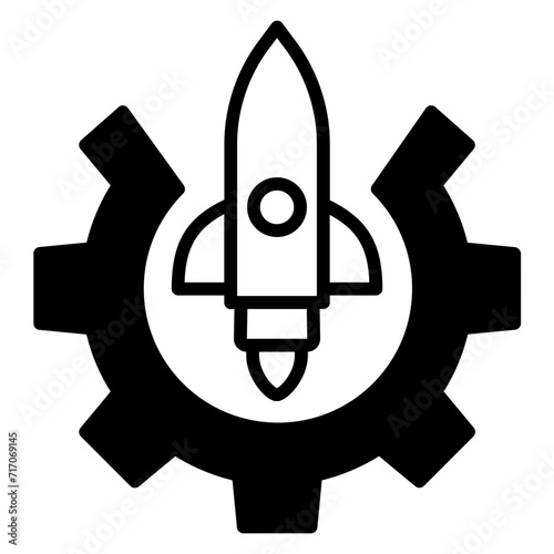 Rocket settings solid glyph icon