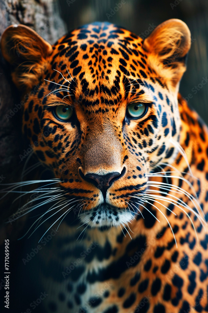 portrait of a leopard in nature. Selective focus.