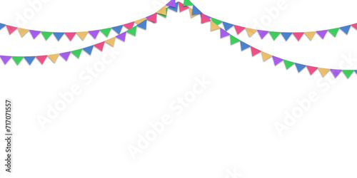 Carnival festive rainbow flag garlands vector illustration
