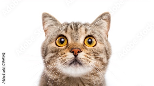 Portrait of a surprised cat Scottish Straight, big eyes 