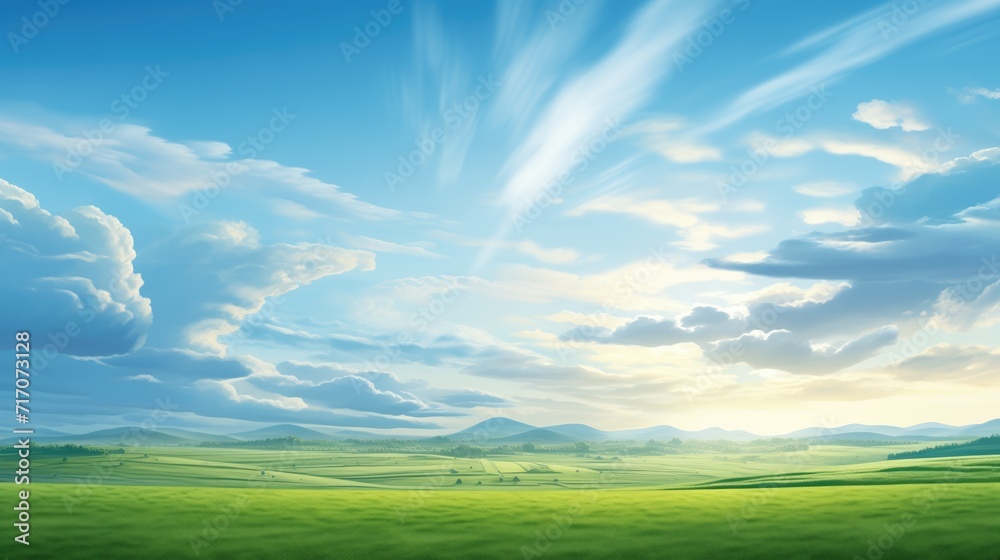 field and blue sky clouds, morning, landscape field and blue sky clouds, morning, landscape