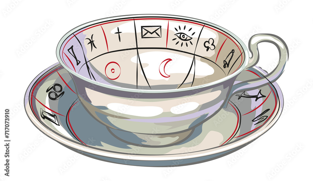 isolated Cup for fortune telling with tea leaves. eacup fortune telling, Tea Magic, fortune