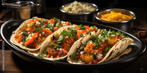 Tacos de Camarones Delight: Mexican Shrimp Tacos Charm. A Culinary Symphony of Grilled Shrimp and Vibrant Salsas 