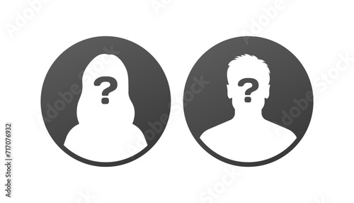 Woman and man photo mockup. Flat style. Vector icons