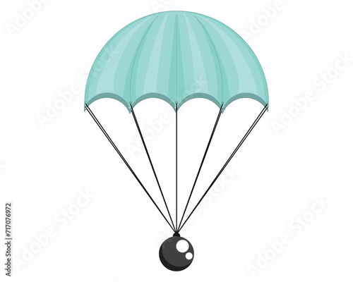 Fototapeta Naklejka Na Ścianę i Meble -  vector design of a tool for floating in the air which is usually called a parachute, a children's toy that is tied with lots of ropes on the sides and there is a small black ball underneath as a weigh