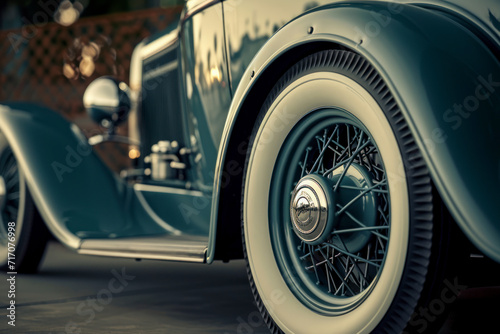Vintage Car Wheels close up.