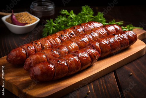 Polish sausage polska kielbasa grilled photo