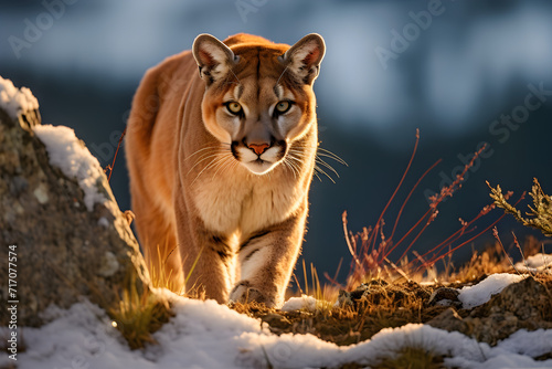 Puma/Berglöwe in den Bergen, Tierfotografie, erstellt mit generativer KI