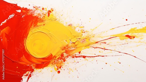 Sunny dandelion yellow and crimson acrylic splashes backdrop