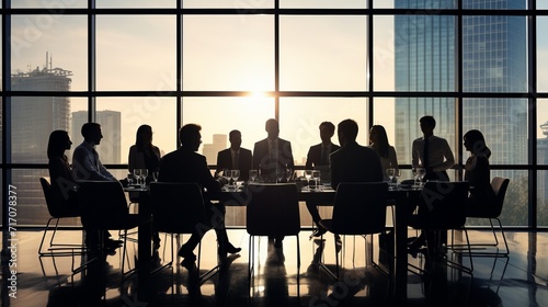 title. silhouette of business executives in a productive strategy meeting at the office, © sorin