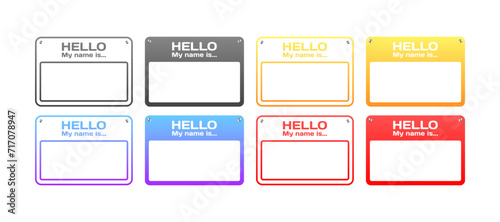 Hello my name is tablet mockups. Place for text template. Flat style. Vector icons