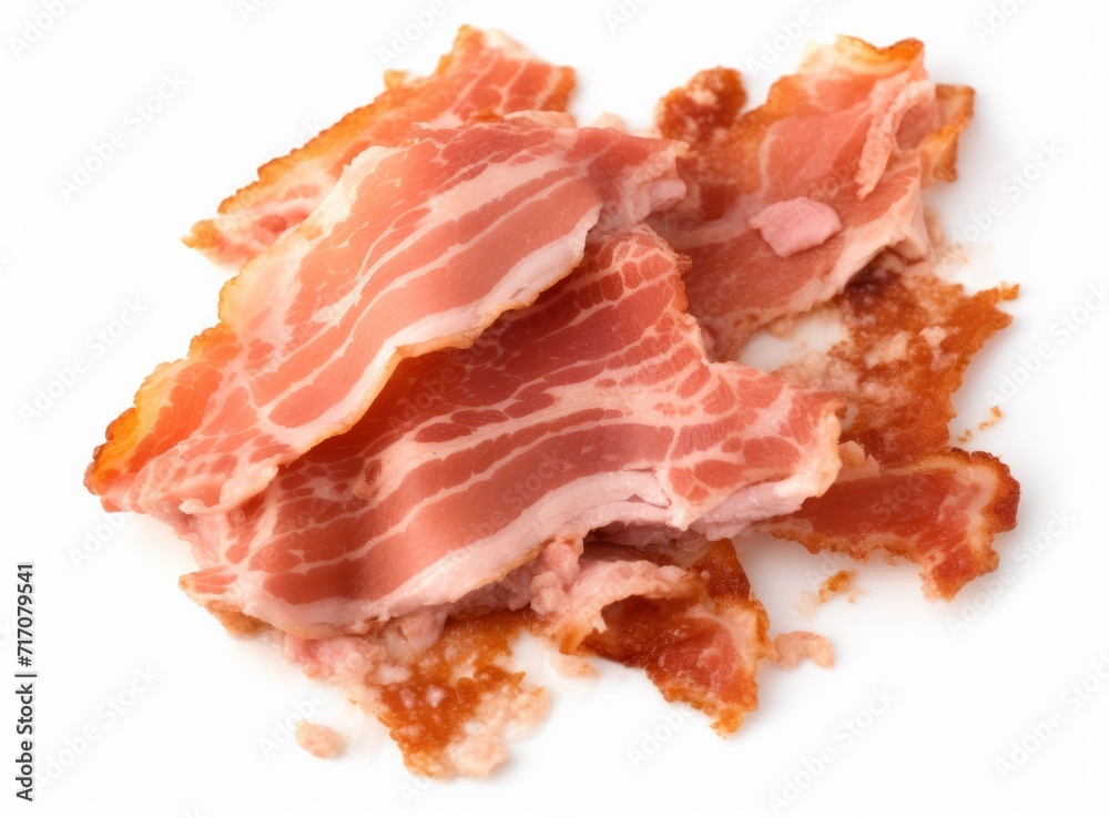 Slices of smoked bacon isolated on white background. Slices of smoked bacon isolated on white background.