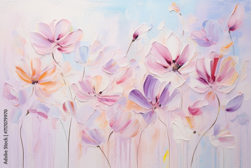 Acrylic illustration of a bouquet of bright summer flowers