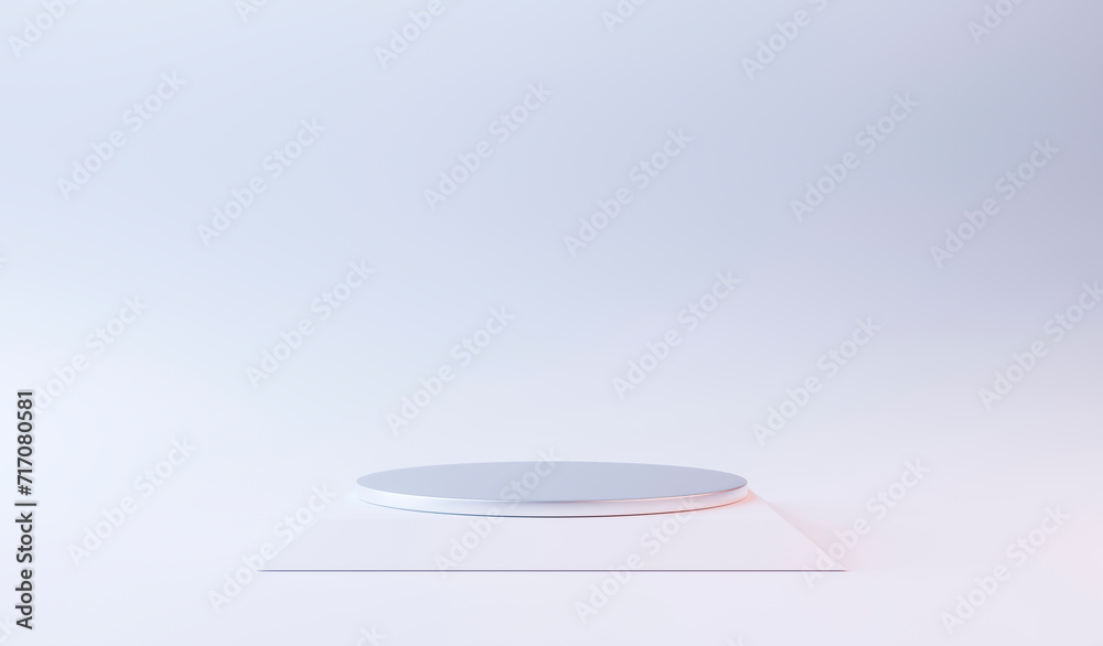 White empty podium or pedestal for product presentation. Round mockup platform on white background. 3d rendering White empty podium or pedestal for product presentation. Round mockup platform on white background. 3d rendering