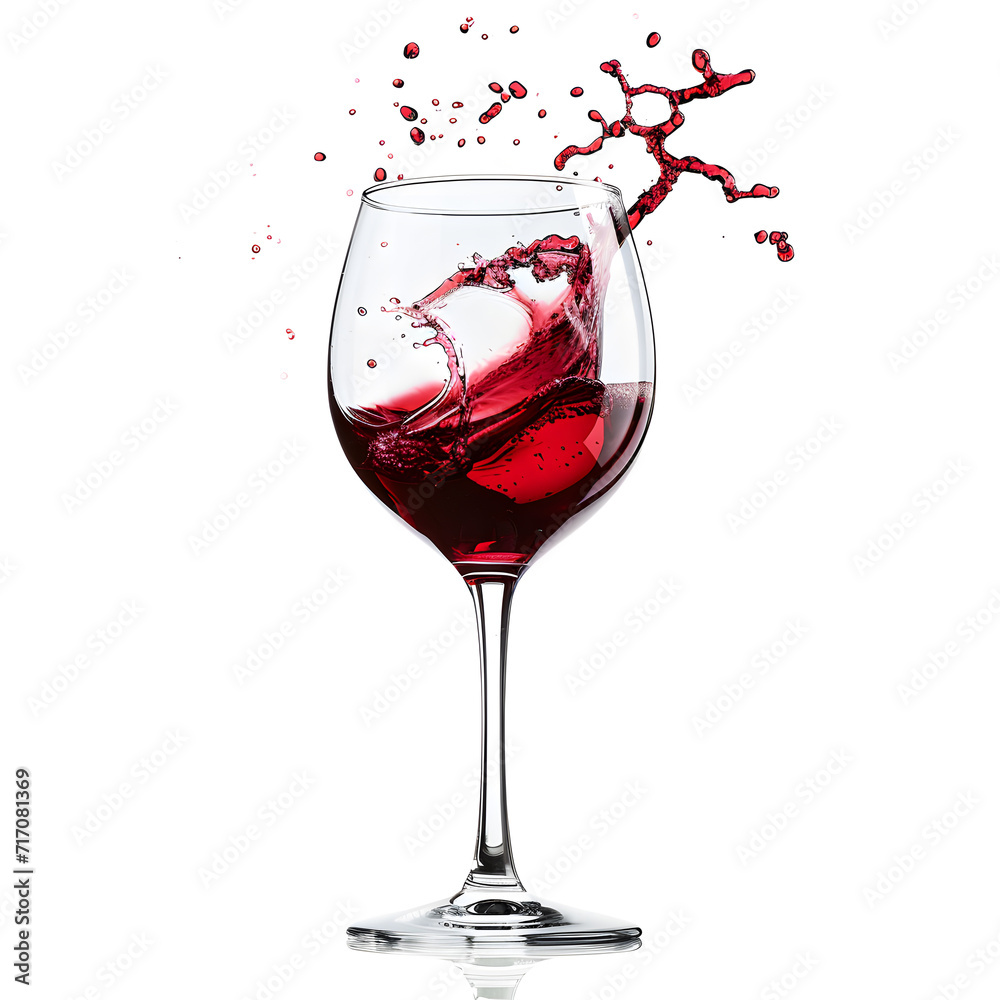 Red wine splashing in a glass isolated on white background Red wine splashing in a glass isolated on white background