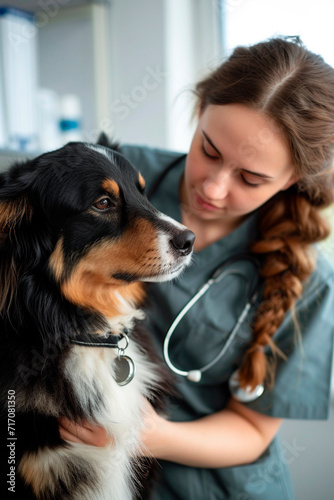 A veterinarian treats animals in a clinic. Selective focus.