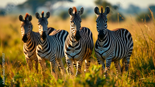 portrait of zebras in the wild. Selective focus.