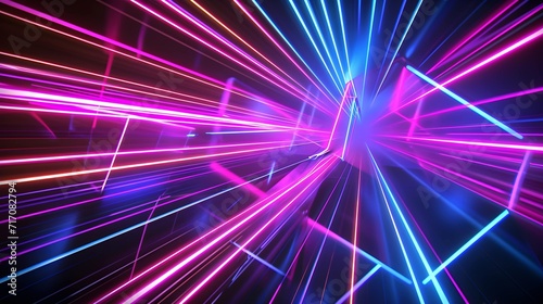 Neon lights with cool laser rays shining background wallpaper