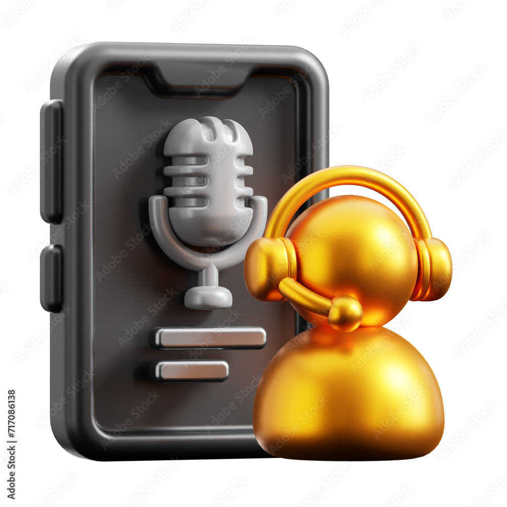 Naklejka premium PNG 3D Podcaster icon isolated on a white background