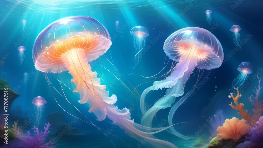 jellyfish in the water ai generated