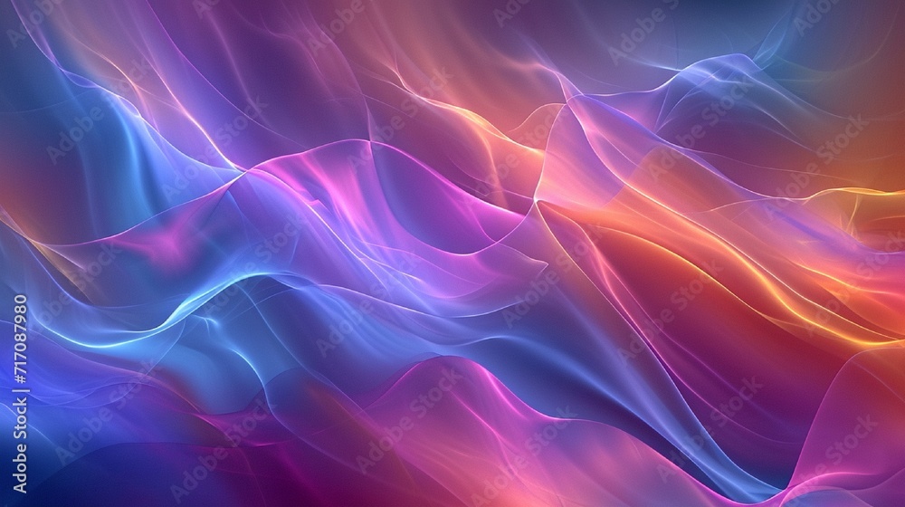 Obraz premium A digital interpretation of aurora borealis in a wavy abstract form, pulsating with ethereal colors