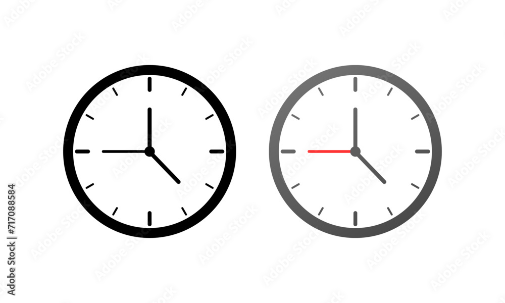 Clock icon. Silhouette and flat style. Vector icons Clock icon. Silhouette and flat style. Vector icons