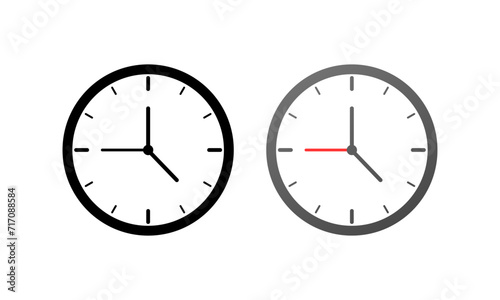 Clock icon. Silhouette and flat style. Vector icons