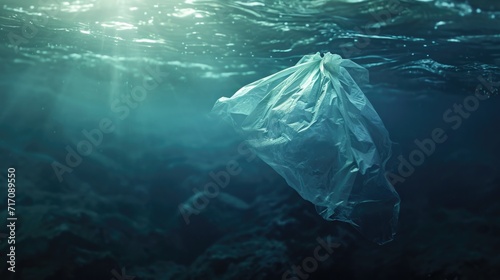 Plastic bag floating in to the deep ocean © ArtBox