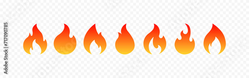 Fire icon set. Flat style. Vector icons