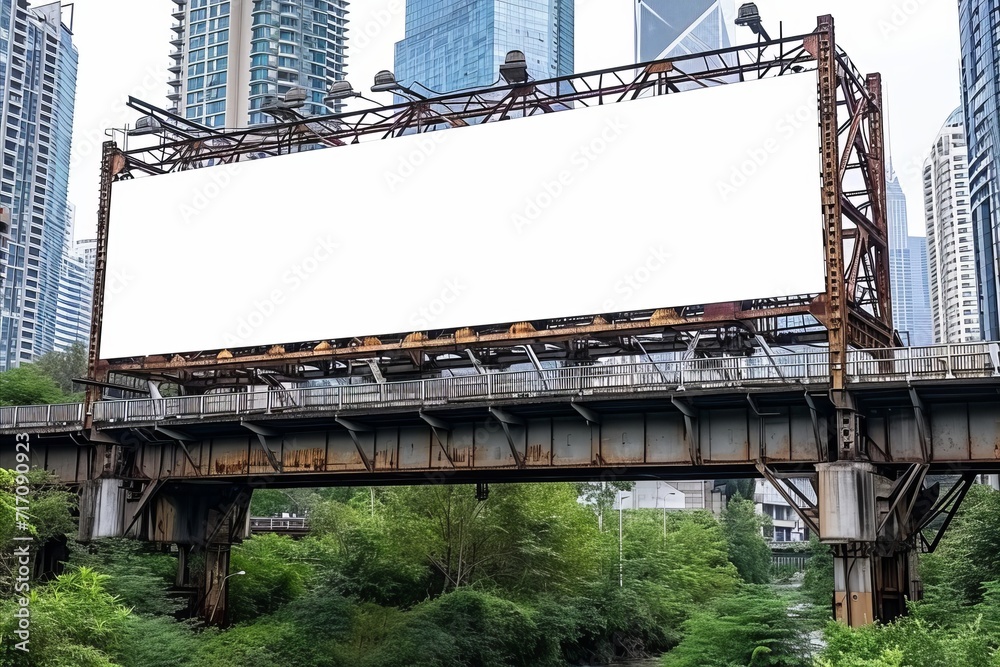 Mockup of a large billboard advertisement displayed on a sleek and modern exterior of a building Mockup of a large billboard advertisement displayed on a sleek and modern exterior of a building