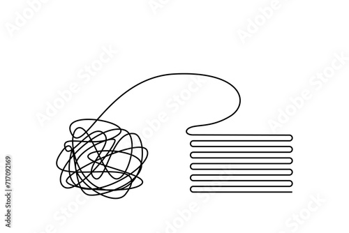 Untangle a ball of thread. Unravel the mess. The concept of psychotherapy and psychology. Problem solving. Putting things in order, structuring, straightening.