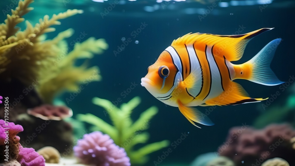 Fototapeta premium yellow tang fish ai generated