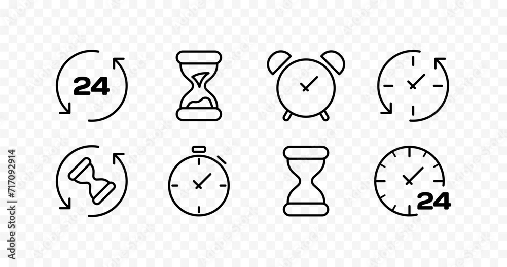 Time icons set. Linear style. Vector icons Time icons set. Linear style. Vector icons