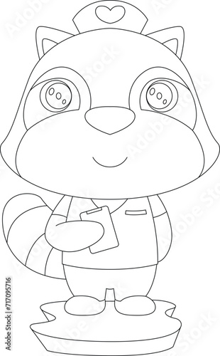 Racoon Nurse Notepad Animal Vector Graphic Art Illustration