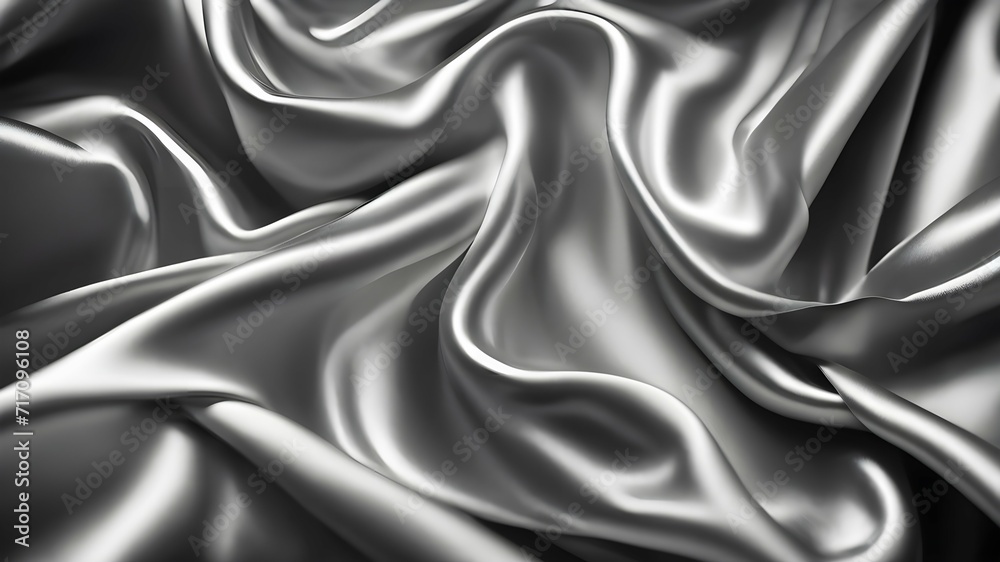 3D render beautiful folds of light shiny silk, like foil or metallic surface in full screen. Beautiful clean fabric background. Simple soft background with smooth folds like waves on a liquid surface. 3D render beautiful folds of light shiny silk, like foil or metallic surface in full screen. Beautiful clean fabric background. Simple soft background with smooth folds like waves on a liquid surface.
