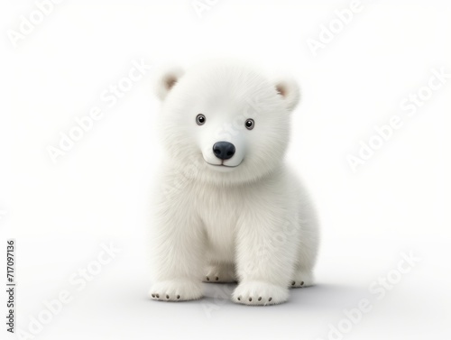 White polar bear isolated on a white background