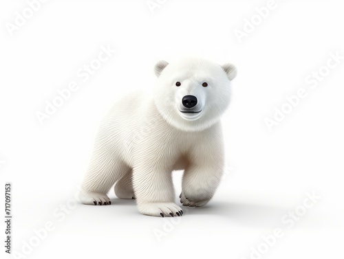 White polar bear isolated on a white background