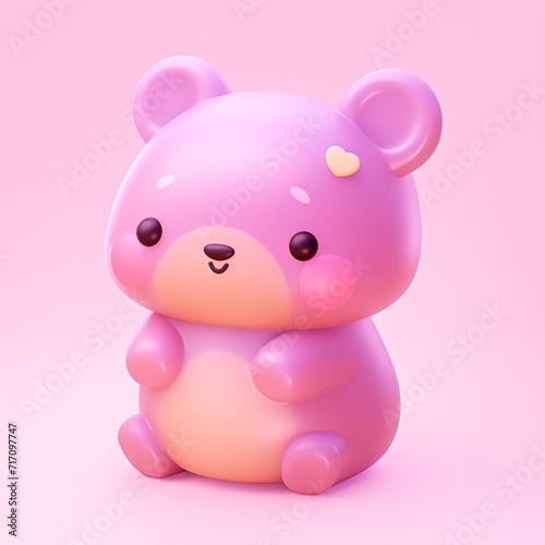 Cute cartoon bear character on light background