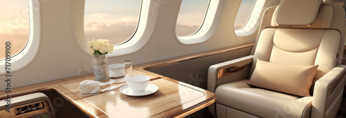 modern luxury private jet class interior. photo