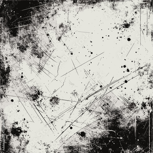 Distressed grunge paper overlay texture with dust. Worn urban dust effect background with scratches and ripples. Crumpled photo paper for poster or vinyl album cover, dirty, grainy vector mockup illus