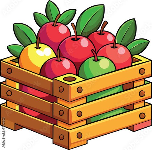 wooden box with mixed fruit-