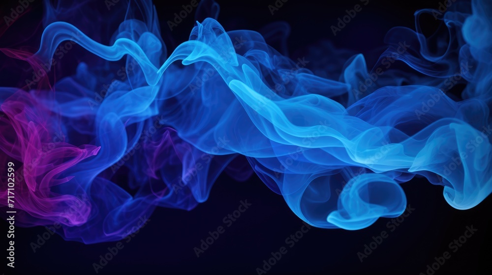 Fototapeta premium Color Particles in Blue Water Storm. Shiny Smoke and Glitter Fluid Create Abstract Ink Texture