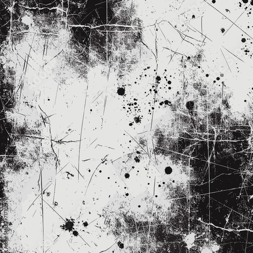 Distressed grunge paper overlay texture with dust. Worn urban dust effect background with scratches and ripples. Crumpled photo paper for poster or vinyl album cover, dirty, grainy vector mockup illus