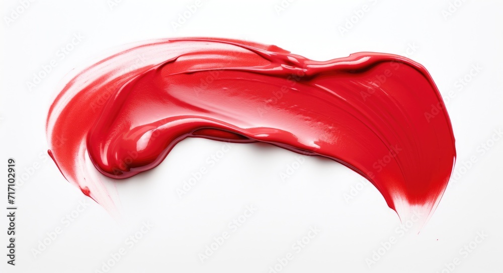 Constructing a Red Lipstick Smear on White Background. Make-up Texture with Bright Red Lip Colour