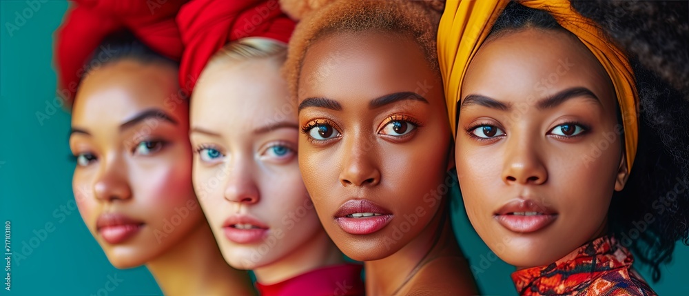 Faces of women of different races